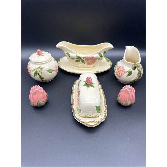 Vintage Franciscan Desert Rose Butter Gravy Cream Sugar S&P Set EUC Lot Pink - Picture 10 of 16